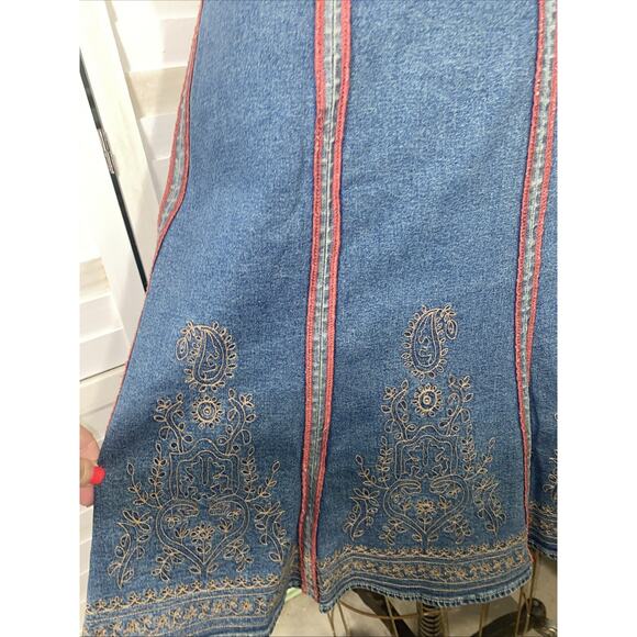 Motto Your Style Mantra Blue Denim Jean Swing Flare Aline Skirt Sz 20W - Picture 2 of 8